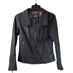 Mackage Jordana Motorcycle Jacket Womens S Gray Lamb Leather